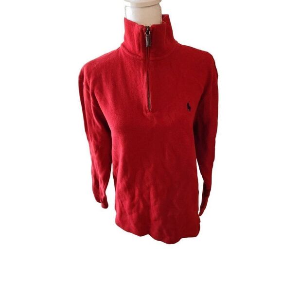 Vintage 90s Polo Ralph Lauren Quarter Zip Red Pullover Sweater Shirt M - Picture 1 of 4